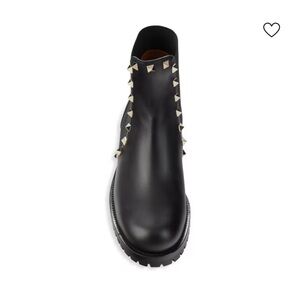 Valentino Garavani Black Leather Studded Chelsea Booties